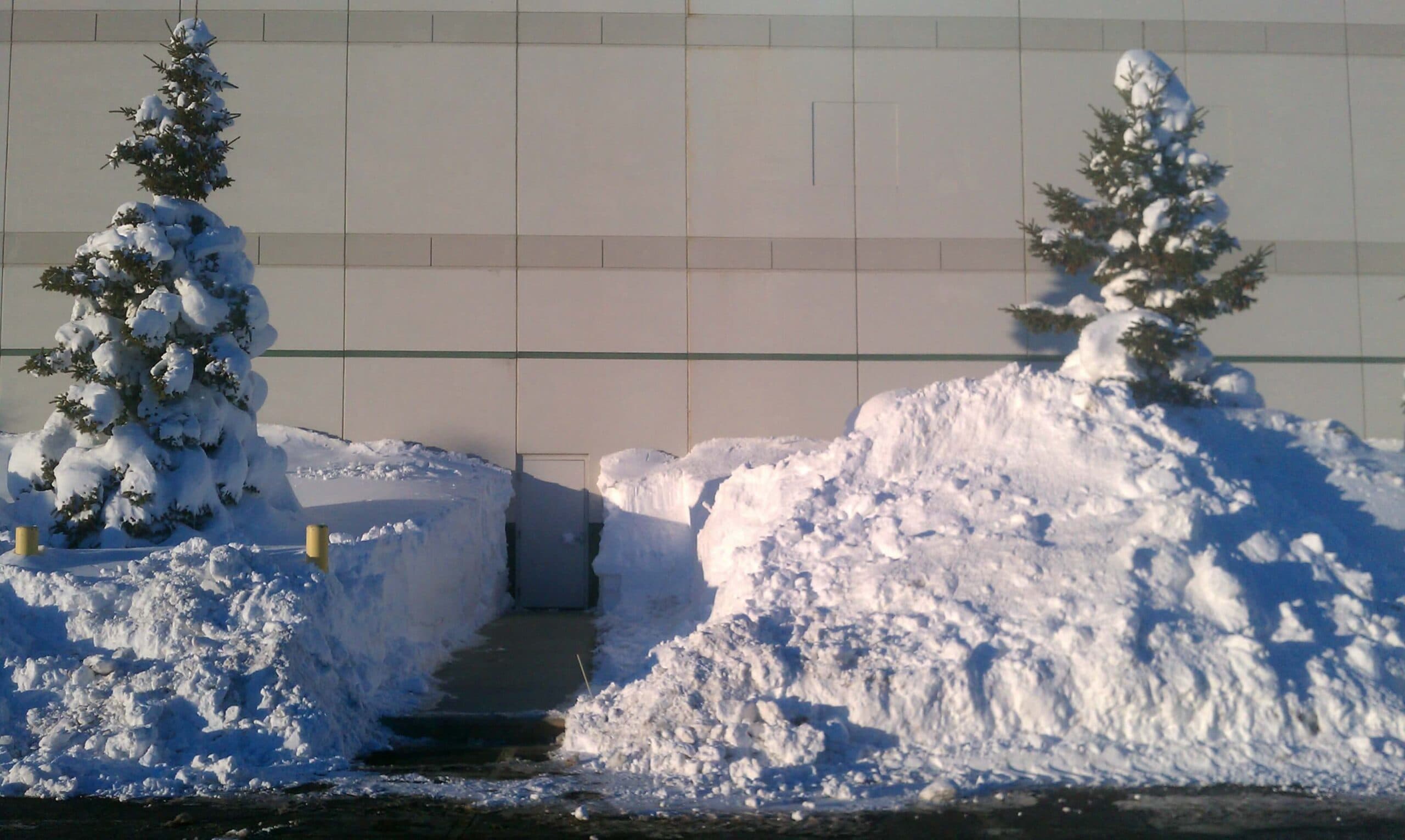 Cleared commercial walkway after a snowstorm