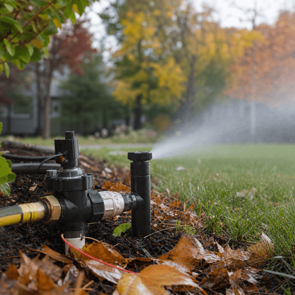 Compressed-air blow-out of an irrigation line on a Wayne County, NY property