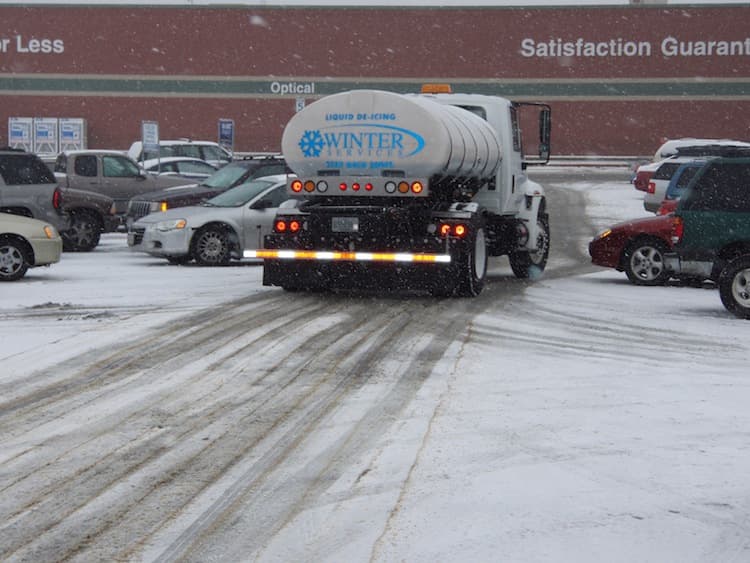 Commercial de-icing after a snowfall