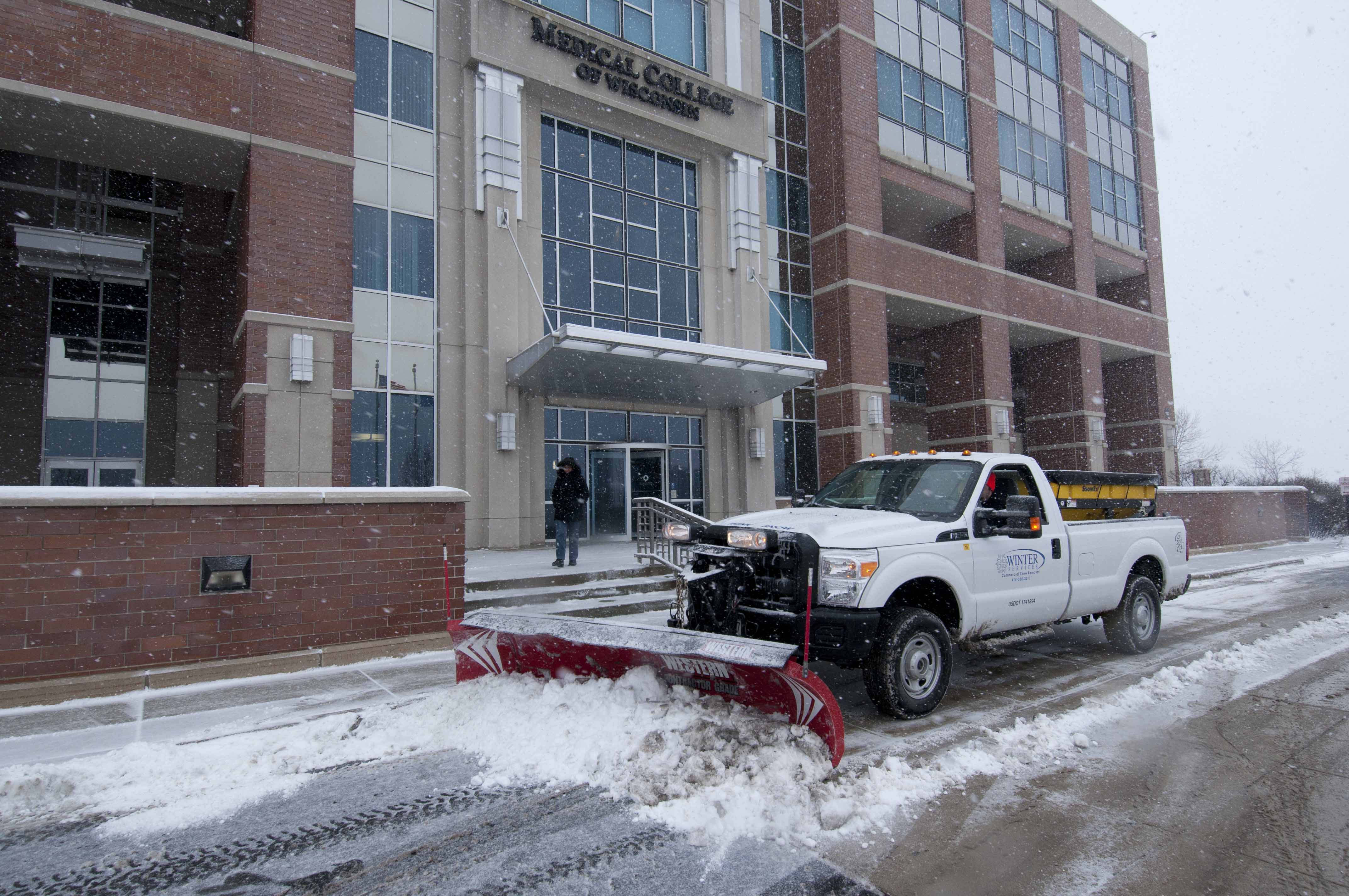 Snowplow clearing snow